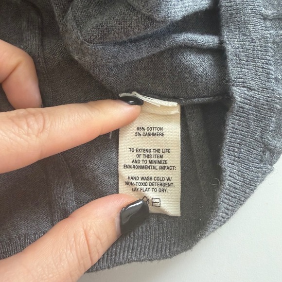 Alex Mill Ellie Cotton Cashmere Ribbed Turtleneck Long Sleeve Women XL NWT Gray - Picture 6 of 7